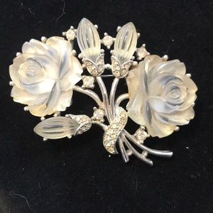 Vintage Marcel Boucher 698 Clear Rose Brooch Pin